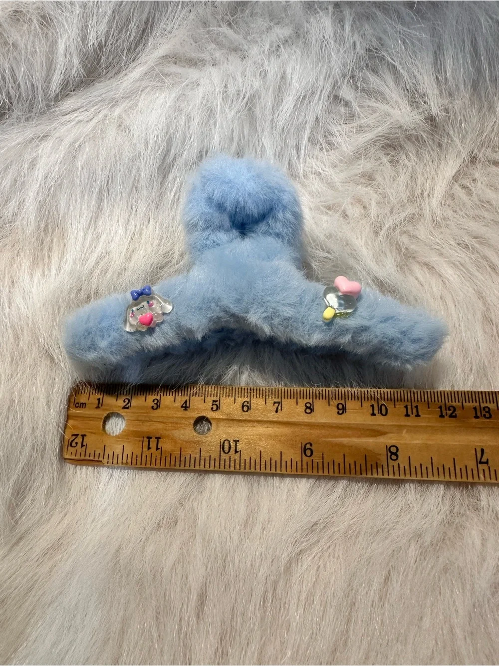 Set of 5‎ Fuzzy Cartoon Hair Clips - Pink, Lilac, Peach, Beige, Blue